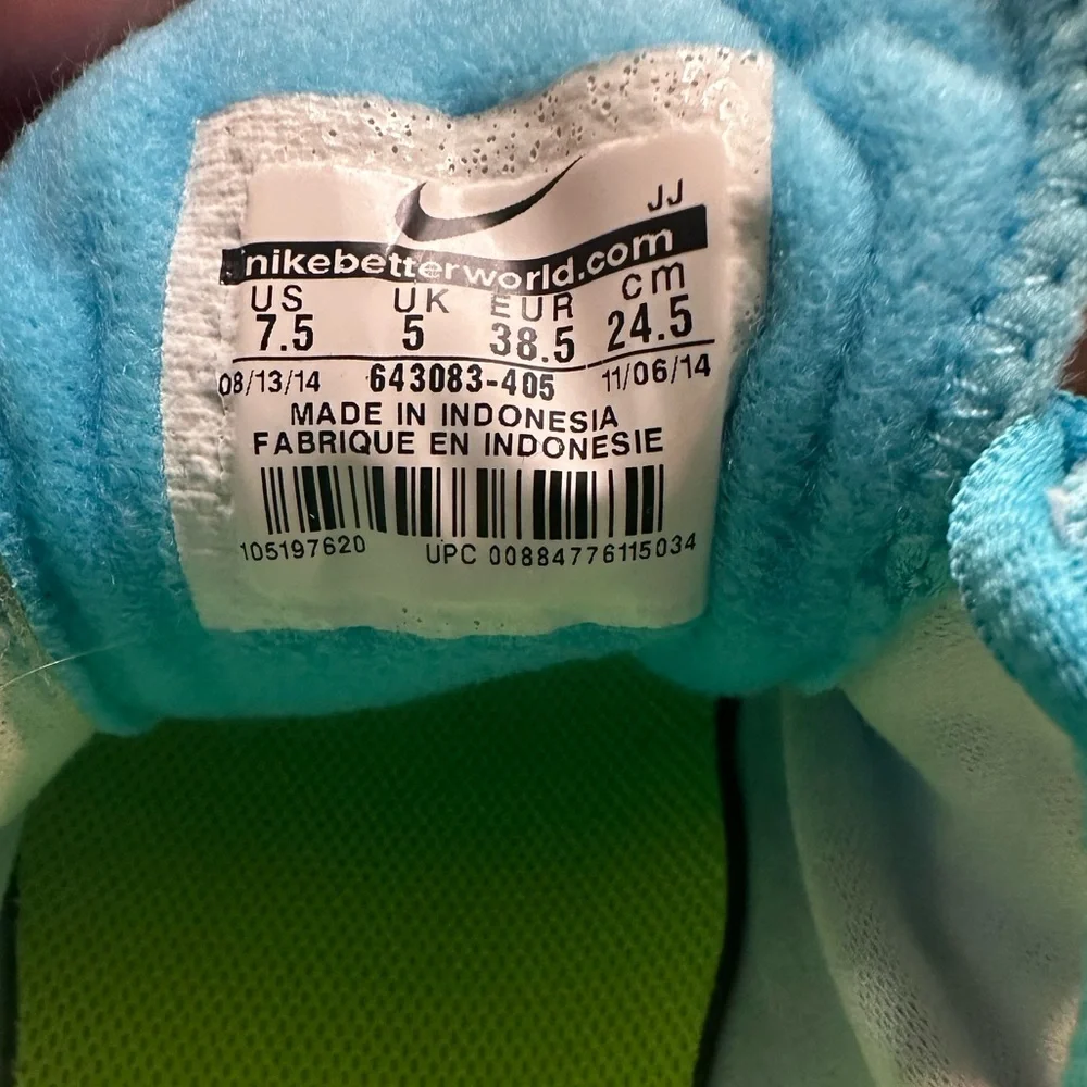 Nike Flex Trainer 4 Athletic Sneaker Running Gym Shoe Neon Blue Yellow Size 7.5